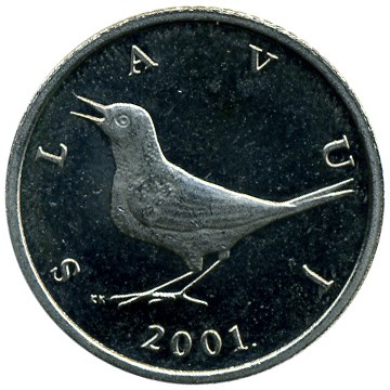 Chorwacja 1 kuna 2001 Ptak Słowik - SLAVUJ