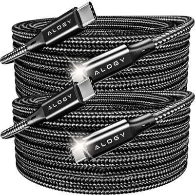 Kabel USB-C typ C mocny nylon szybki 60W PD 2M do iPhone 15/Pro/Max [2szt]