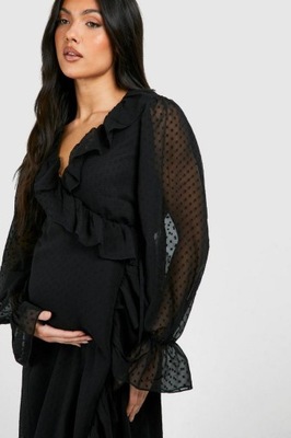 CZARNA CIĄŻOWA SUKIENKA MIDI BOOHOO XXL