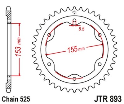 JT ЗУБЧАТКА ЗАДНЯ 4642 38 KTM 1290 SUPERDUKE (14-18) (464238JTZBK) (ŁAŃC.525