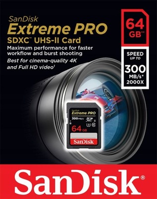 SANDISK 64GB SD SDXC EXTREME PRO UHS-II U3 300MB/s
