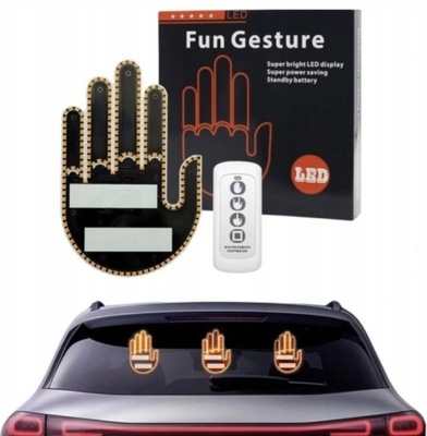 LAMPA LED GESTY RĘKA DŁOŃ PALEC DO SAMOCHODU ZNAK ŚRODKOWY PALEC Z PILOTEM