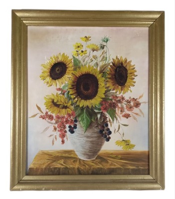Obraz olejny słoneczniki kwiaty 60x50