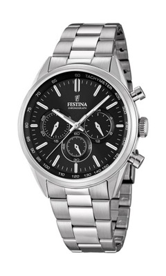 Festina męski zegarek kwarcowy z czarną tarczą