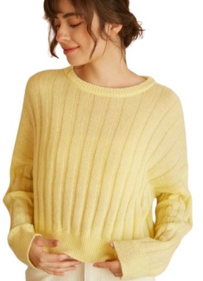 SHEIN SWETER KLASYCZNY ŻÓŁTY DAMSKI BASIC S VUI