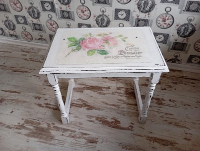 TABORET,STOŁEK, STOLIK, RÓŻE, SHABBY CHIC