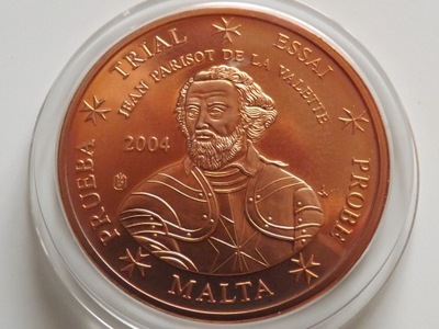 Malta 5 eurocent Próba 2003 SPECIMEN , Jan z Valletty st. UNC-