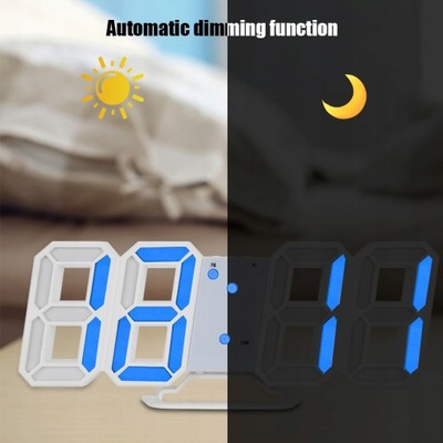 Cyfrowy zegar ścienny LED 3D Numer alarmu