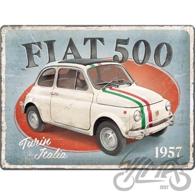 PLACA PLAKAT 30X40 FIAT 500 TURIN ITALI 23351  