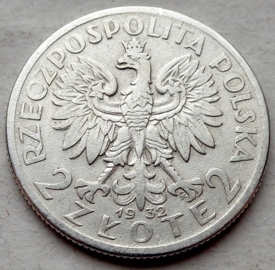 Polska - II RP : 2 złote - Głowa Kobiety - 1932 - srebro