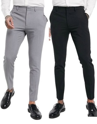Męskie szare spodnie super skinny W28 L30
