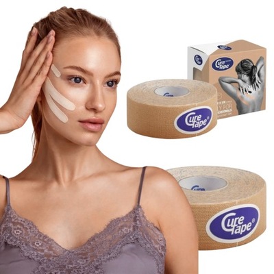 Taśma tejpy plastry do kinesiotapingu kinesio CureTape 5m tape twarzy 2,5cm