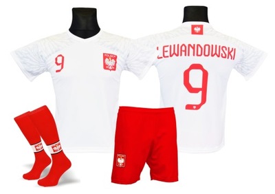 LEWANDOWSKI POLSKA koszulka spodenki getry r. 146