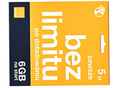 Starter ORANGE bez limitu 5 zł + 6 GB