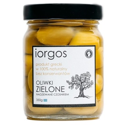 Oliwki zielone PREMIUM - z czosnkiem IORGOS, 350g (Iorgos) Iorgos