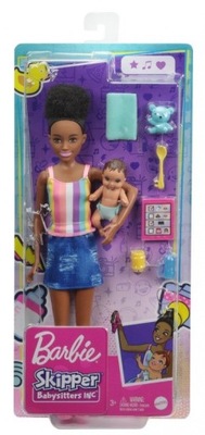 Barbie Opiekunka lalka + bobas + akcesoria GRP10