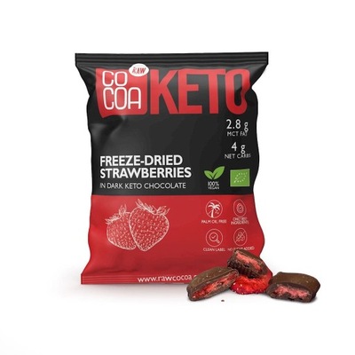 Truskawki w czekoladzie ciemnej bez dodatku cukru keto bio 40 g cocoa