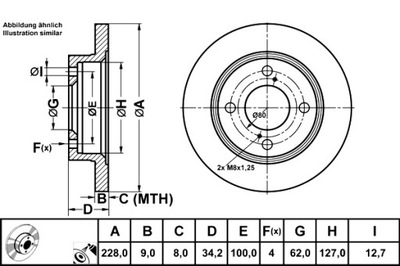 ATE DISCOS DE FRENADO 2 PIEZAS PARTE TRASERA SUZUKI SWIFT V 1.0-1.2H 01.17-  