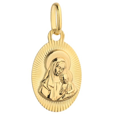 Medalik Matka Boża z Dzieciątkiem Złoto pr. 585