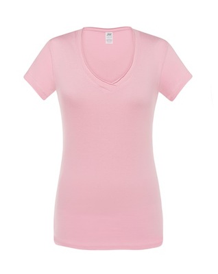 Koszulka Damska bawełniana dekolt serek różowa XL