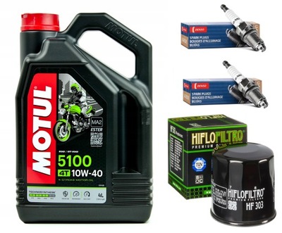 ACEITE MOTUL+ FILTRO HF303+ BUJÍAS DENSO U24ESR-N, KAWASAKI NINJA 300, 13-17R.  