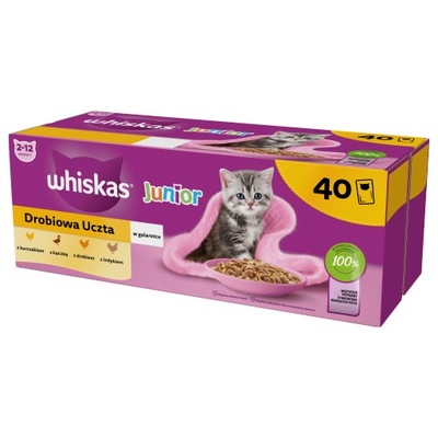 Whiskas Junior Drobiowa uczta 40x 85g Uszkodzona