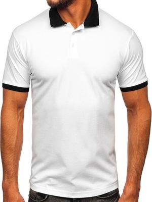 KOSZULKA POLO MĘSKA BIAŁO-CZARNA 0003 DENLEY_2XL