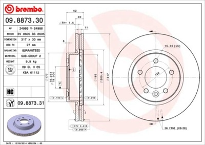 BREMBO 09.8873.31 DISKU STABDŽIŲ 