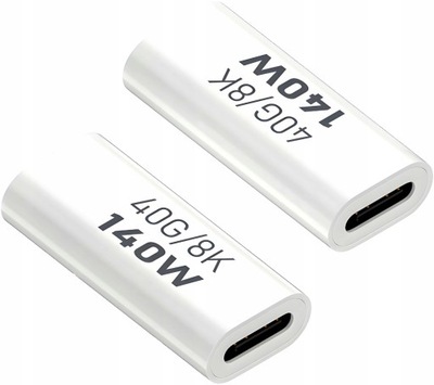 ADAPTER PRZEJŚCIÓWKA ŁĄCZNIK ŻEŃSKI USB-C DO USB-C 40GBPS 8K 140W BIAŁY W3