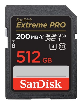 SANDISK SDXC 512GB EXTREME PRO 200/90MB LUSTRZANKA