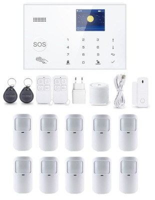 SYSTEM ALARMOWY LCD 2.4' GSM WiFi TUYA SMART PL 10xPIR