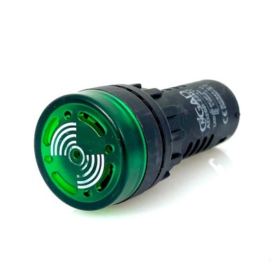 Kontrolka buzer lampka LED zielona zasilanie 230V AC sygnalizator LED