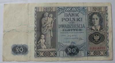 Banknot 20 zł 1936 r. Ser. BŁ