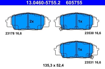 КОЛОДКИ ТОРМОЗНЫЕ HONDA ПЕРЕД CIVIC 1,4-2,0 01-12 13.0460-5755.2