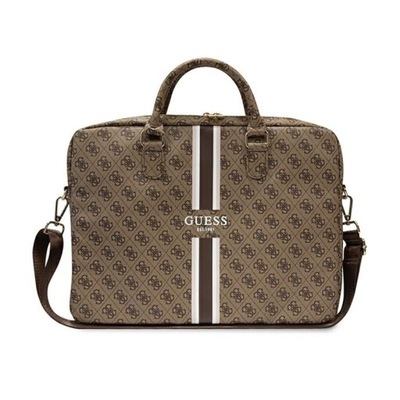 Guess 4G Printed Stripes Computer Bag - Torba na notebooka 16" (Brązow