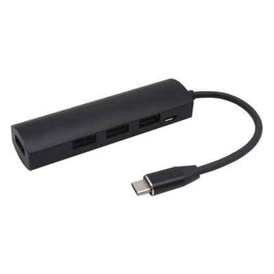 Adapter USB-C Hub-Dongle, 4 w 1, wieloportowy, czarny