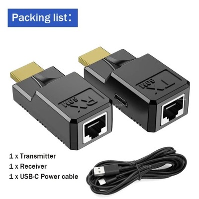 Przedłużacz HDMI 60M przez kabel Ethernet Cat6. Wzmacniacz HDMI 1080P na RJ45