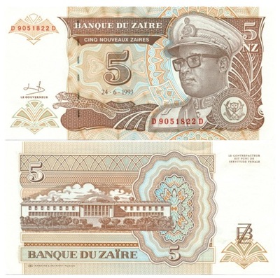 ZAIR 5 ZAIRE 1993 P-53a UNC