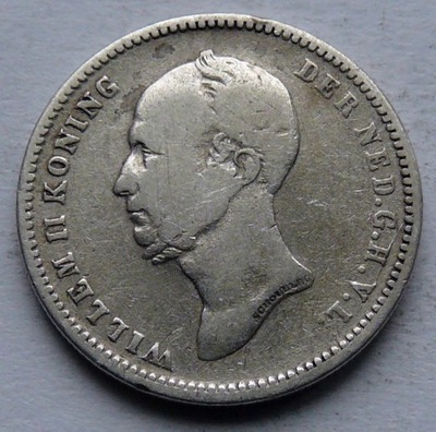 Holandia - 25 cents centów - 1849 r. Wilhelm II - srebro Ag