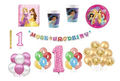 Zestaw Księżniczka Princess 1 Urodziny Balony
