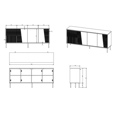 Komoda 4D ABI 200x45x88 kaszmir mat