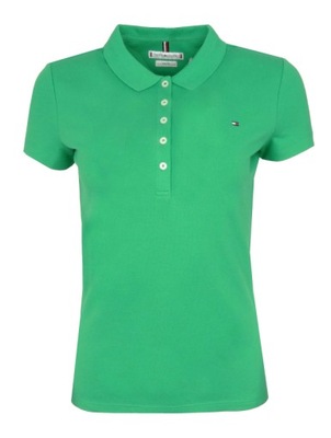 TOMMY HILFIGER polo damskie, zielone, Slim, XS