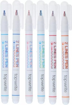 Długopis z podwójną końcówką linią 6 kolorów zestaw długopisów TOPWRITE