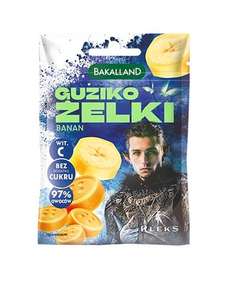 Bakalland Guziko żelki bananowe bez cukru bez żelatyny 34g KLEKS