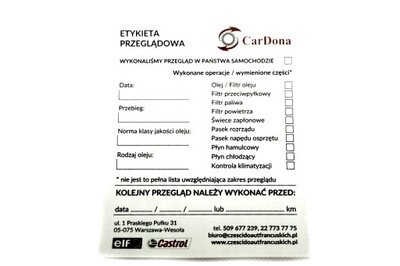 ZAWIESZKA WYMIANY OLEJU SERWISOWA przeglądowa