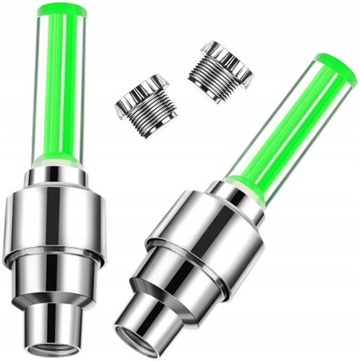 WENTYLKI WENTLE ŚWIECĄCE LED NAKŁADKI ZAWORKI NA ROWER 2szt ZIELONE