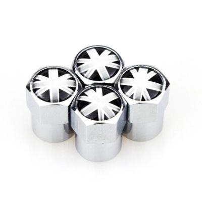 4 X METAL WHEEL TIRE VALVE CAPS COVERS UK FLAG LOGOTIPO CAR DECORATION A~5099  