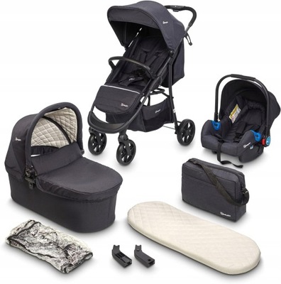 BABYGO Wózek spacerowy 3 w 1 Black