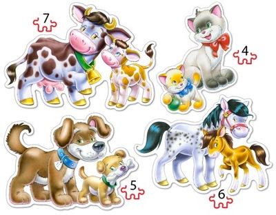 CASTORLAND Puzzle 4w1 Animals with Babies - Zwierz