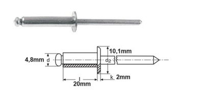 NIT ZRYWALNY Z KOLNIERZEM 4,8X20 MM - OPAKOWANIE 250 PIECES  